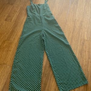 Green white polkadotted, jumpsuit overalls, bibs